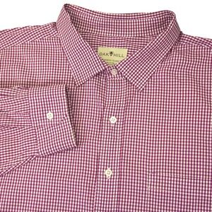 Oak Hill Button Down Shirt Mens 20 37/38 Red Gingham Easy Stretch Classic Fit